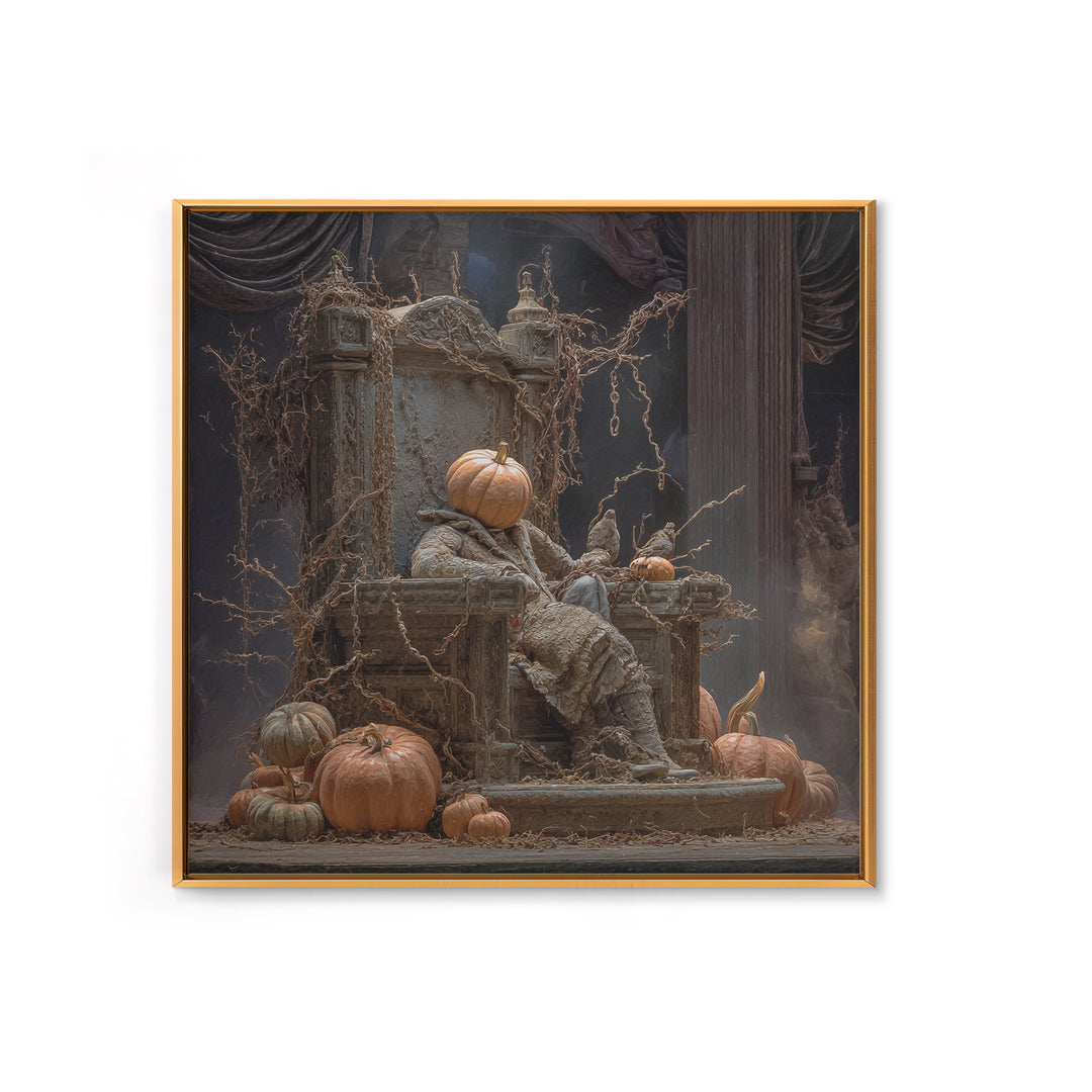 The Jack-O'-Lantern Throne, Square Wall Art, Dark Halloween Decor, Canvas Print, Halloween Wall Decor, Gothic Home Decor