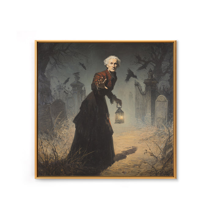 The Haunted Portrait, Square Wall Art, Spooky Home Decor, Canvas Print, Halloween Wall Decor, Gothic Home Decor, Spooky Wall Decor