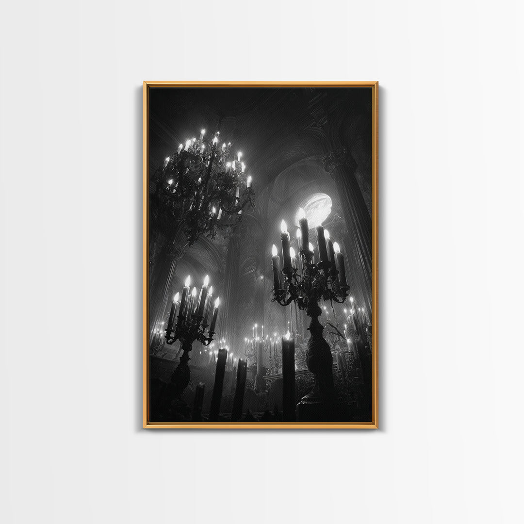 Monochrome Gothic Halloween, Vertical Wall Art, Dark Halloween Decor, Canvas Print, Halloween Wall Decor, Gothic Home Decor, Horror Wall Art