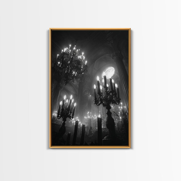 Monochrome Gothic Halloween, Vertical Wall Art, Dark Halloween Decor, Canvas Print, Halloween Wall Decor, Gothic Home Decor, Horror Wall Art