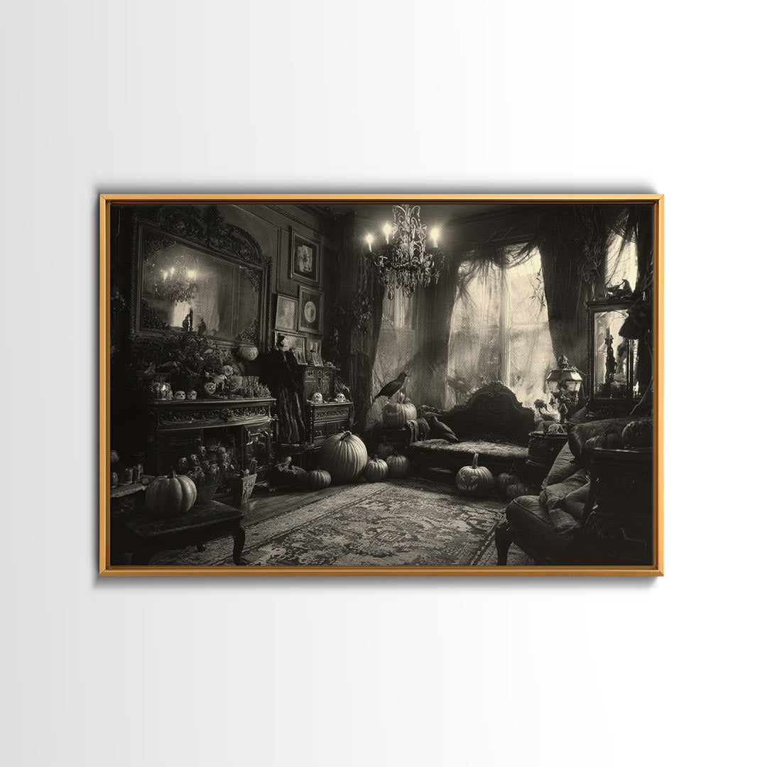 Monochrome Gothic Halloween, Landscape Wall Art, Spooky Home Decor, Canvas Print, Halloween Wall Decor, Gothic Home Decor, Spooky Wall Decor