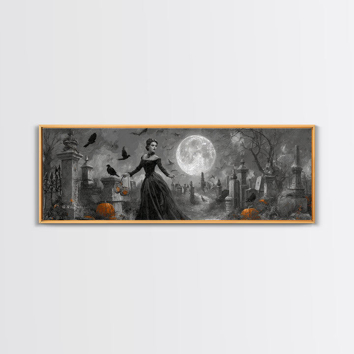 1950s Halloween Nostalgia, Extra Wide Wall Art, Spooky Home Decor, Canvas Print, Halloween Wall Decor, Gothic Home Decor, Spooky Wall Decor