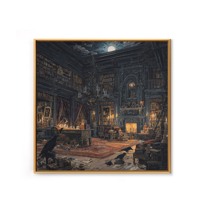 Dark Academia Halloween, Square Wall Art, Dark Halloween Decor, Canvas Print, Halloween Wall Decor, Gothic Home Decor, Statement Wall Art