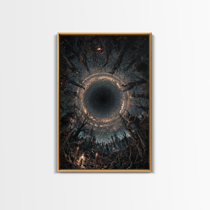 Celestial Witchcraft, Vertical Wall Art, Haunted Gothic Art, Framed Canvas Print, Halloween Wall Decor, Gothic Home Decor, Horror Wall Art