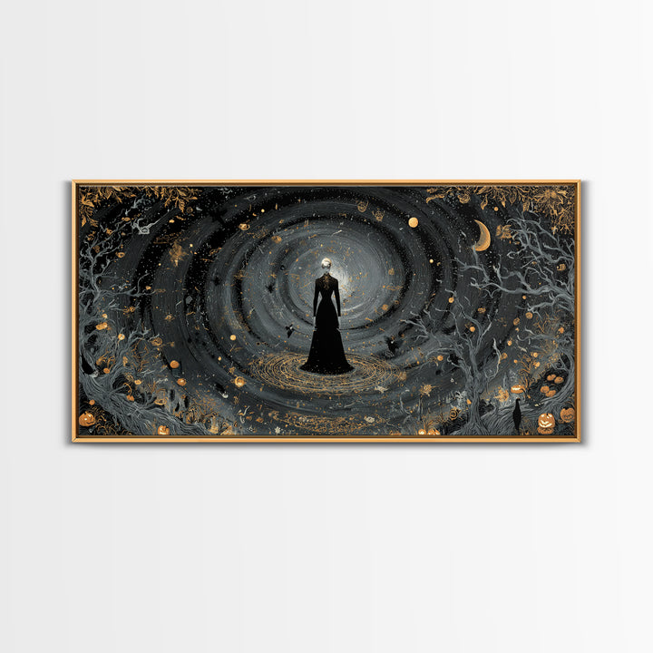 Celestial Witchcraft, Wide Panoramic Art, Dark Halloween Decor, Canvas Print, Halloween Wall Decor, Gothic Home Decor, Halloween Wall Art