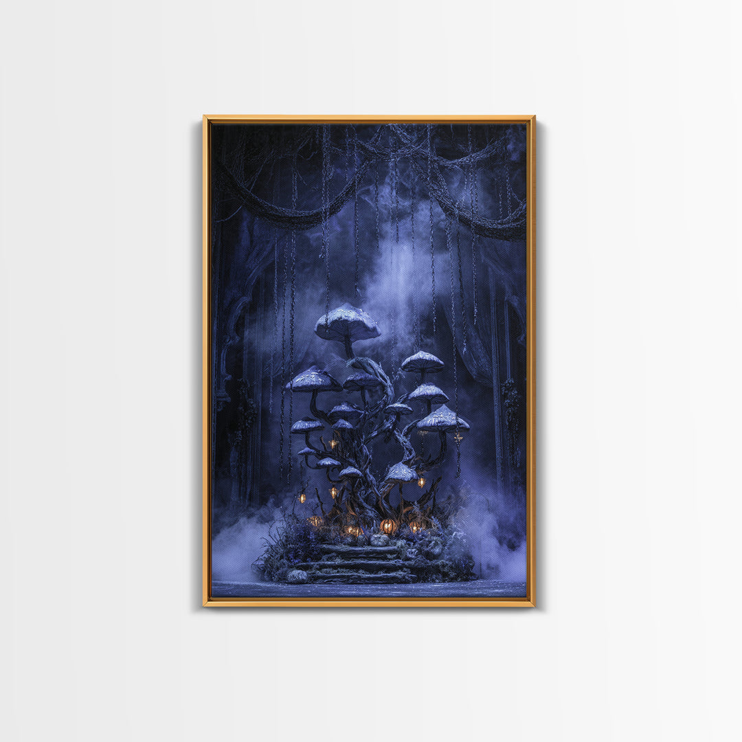 Enchanted Woodland Halloween, Vertical Wall Art, Dark Fantasy Wall Art, Canvas Print, Halloween Wall Decor, Gothic Home Decor
