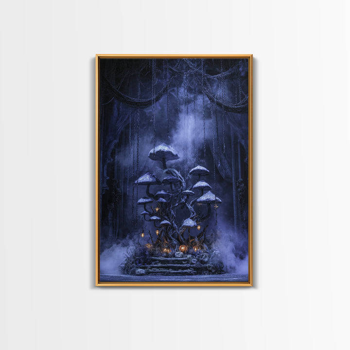 Enchanted Woodland Halloween, Vertical Wall Art, Dark Fantasy Wall Art, Canvas Print, Halloween Wall Decor, Gothic Home Decor