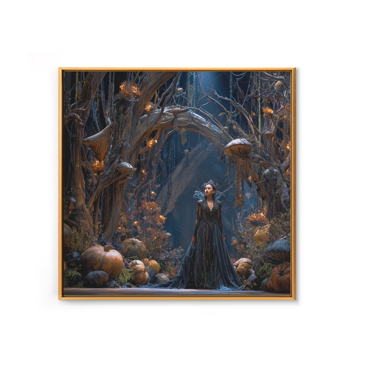 Enchanted Woodland Halloween, Square Wall Art, Dark Halloween Decor, Canvas Print, Halloween Wall Decor, Gothic Home Decor