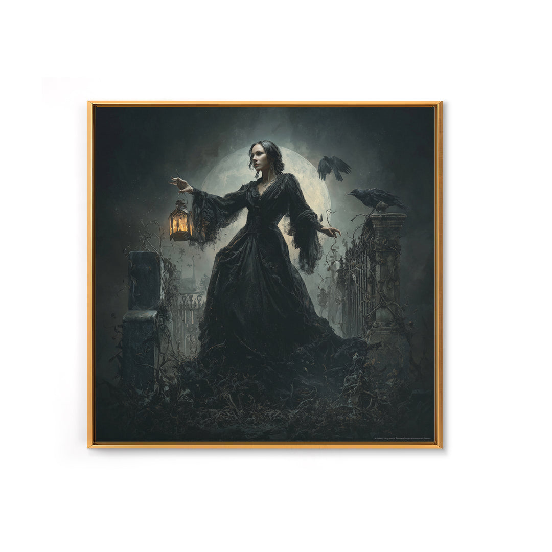 Gothic Romance, Square Wall Art, Macabre Wall Art, Framed Canvas Print, Halloween Wall Decor, Gothic Home Decor, Seasonal Home Decor