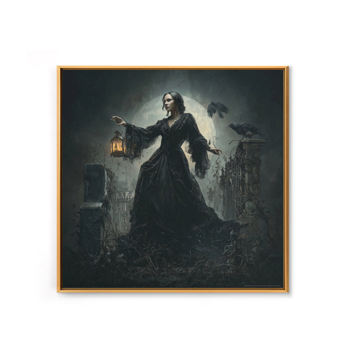 Gothic Romance, Square Wall Art, Macabre Wall Art, Framed Canvas Print, Halloween Wall Decor, Gothic Home Decor, Seasonal Home Decor