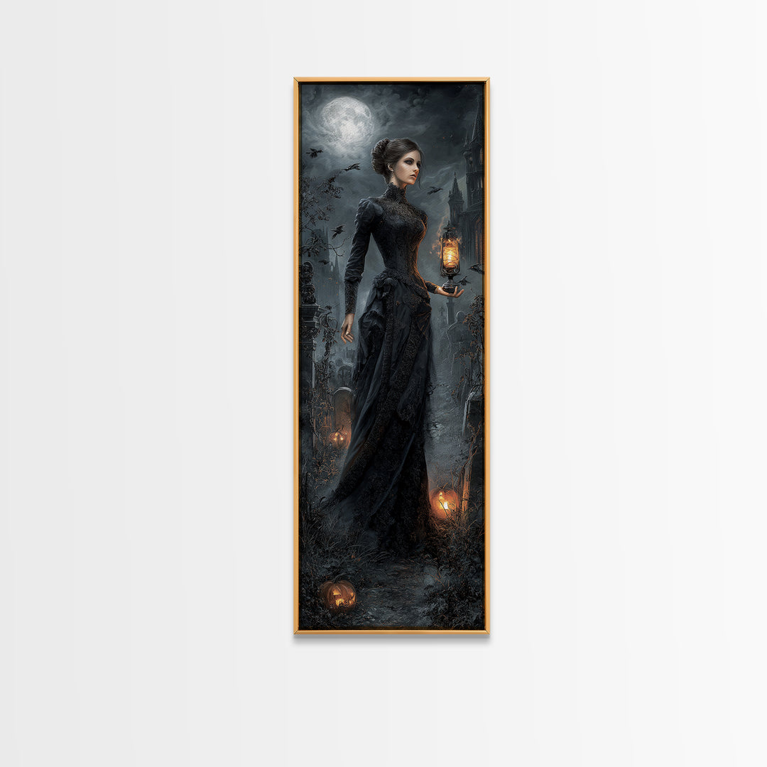 Gothic Romance, Tall Narrow Wall Art, Dark Fantasy Wall Art, Canvas Print, Halloween Wall Decor, Gothic Home Decor, Spooky Wall Decor