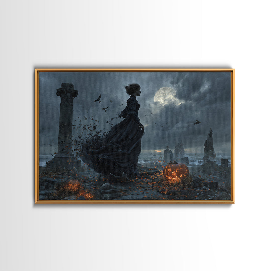 Haunted Seaside Halloween, Landscape Wall Art, Dark Fantasy Wall Art, Canvas Print, Halloween Wall Decor, Gothic Home Decor
