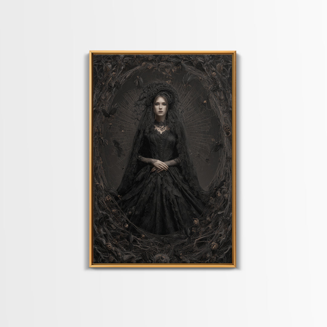 Black Lace And Cobwebs, Vertical Wall Art, Spooky Home Decor, Canvas Print, Halloween Wall Decor, Gothic Home Decor, Halloween Decor