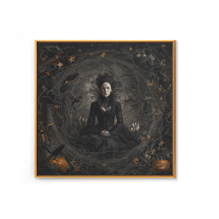 Black Lace And Cobwebs, Square Wall Art, Gothic Horror Wall Art, Framed Canvas Print, Halloween Wall Decor, Gothic Home Decor