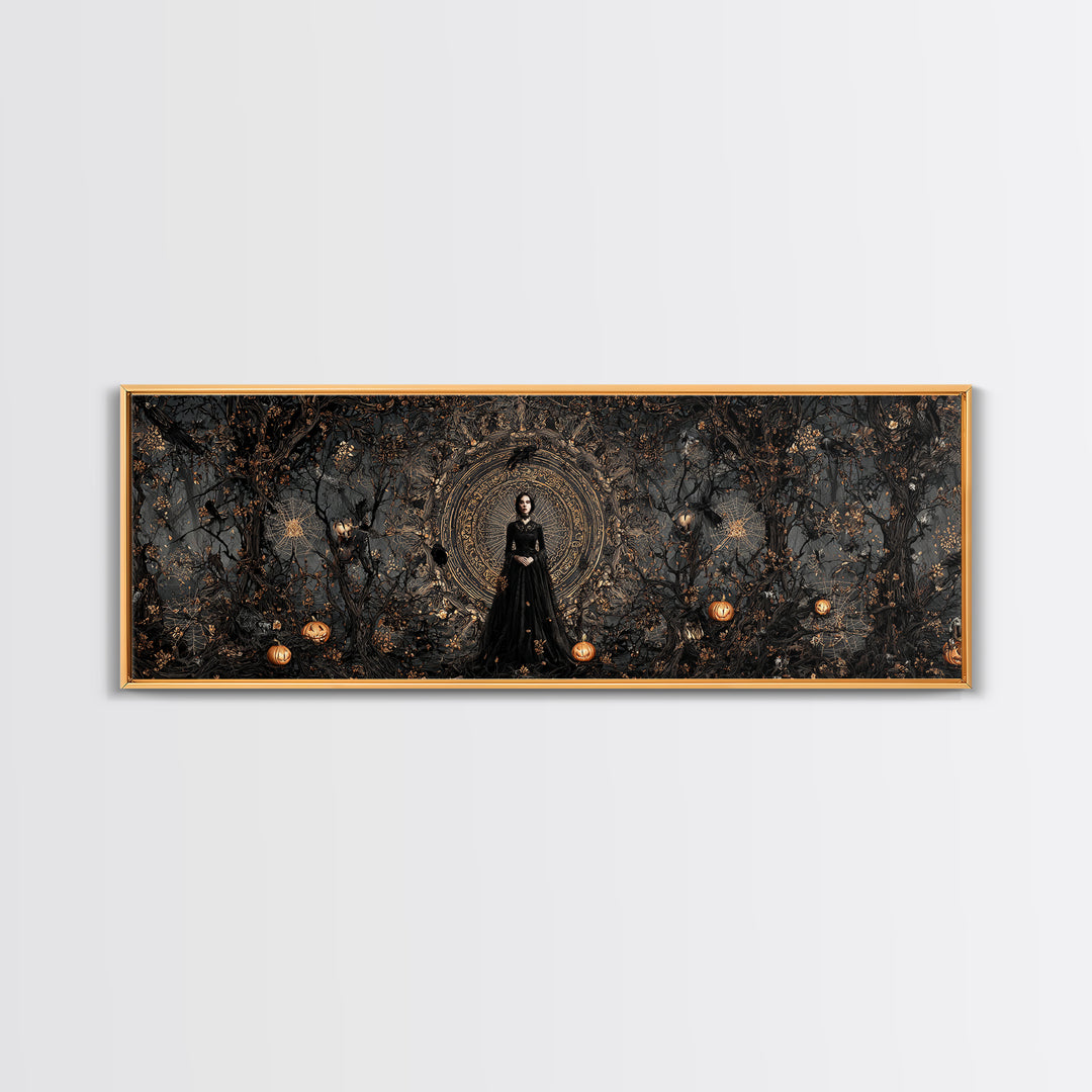 Black Lace And Cobwebs, Extra Wide Wall Art, Spooky Home Decor, Canvas Print, Halloween Wall Decor, Gothic Home Decor, Seasonal Home Decor