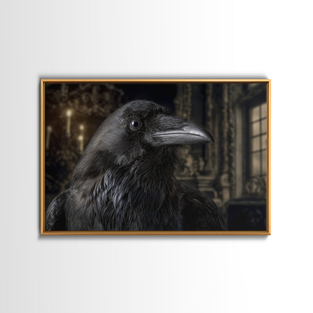 Ravens And Ruins, Landscape Wall Art, Gothic Horror Wall Art, Framed Canvas Print, Halloween Wall Decor, Gothic Home Decor