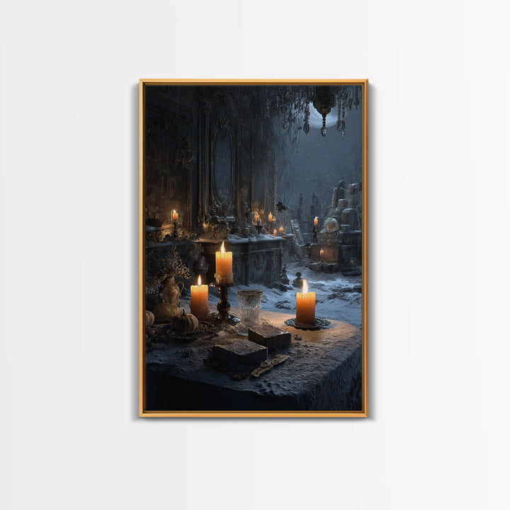 Frozen Halloween, Vertical Wall Art, Gothic Horror Wall Art, Framed Canvas Print, Halloween Wall Decor, Gothic Home Decor, Macabre Wall Art
