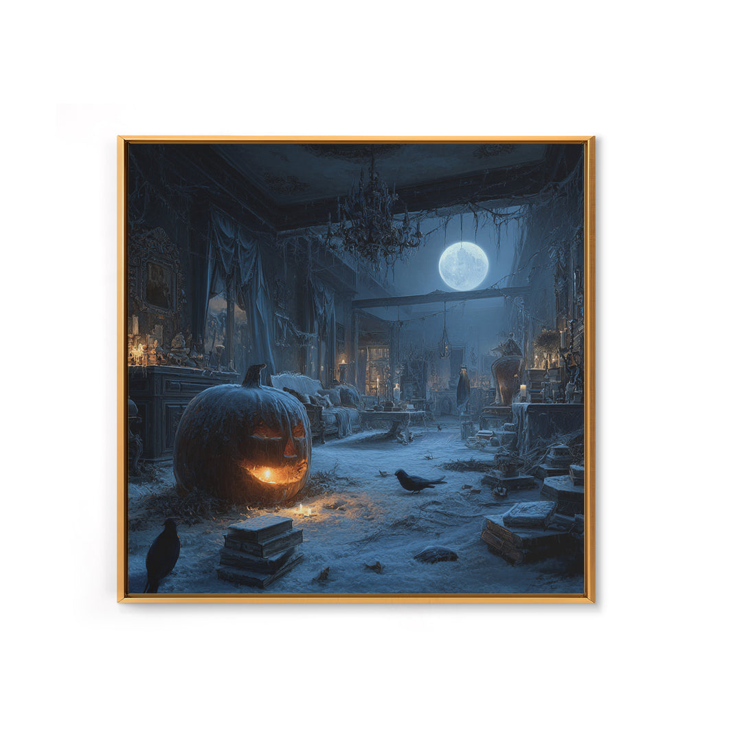 Frozen Halloween, Square Wall Art, Haunted Gothic Art, Framed Canvas Print, Halloween Wall Decor, Gothic Home Decor, Seasonal Home Decor