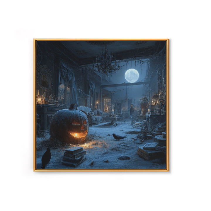 Frozen Halloween, Square Wall Art, Haunted Gothic Art, Framed Canvas Print, Halloween Wall Decor, Gothic Home Decor, Seasonal Home Decor