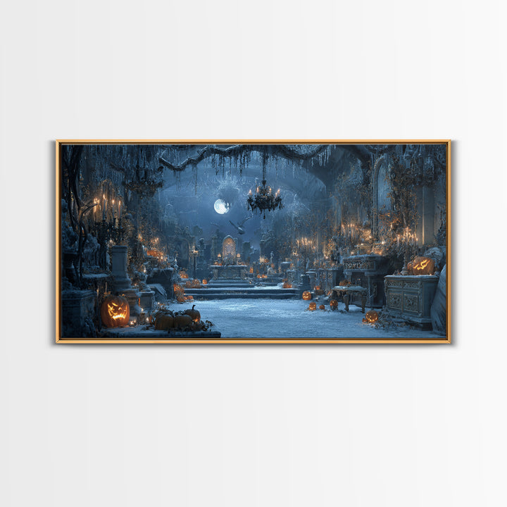 Frozen Halloween, Wide Panoramic Art, Spooky Home Decor, Canvas Print, Halloween Wall Decor, Gothic Home Decor, Macabre Wall Art