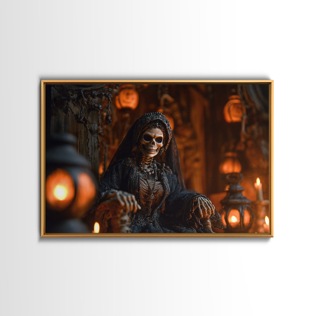 The Necromancer Queen, Landscape Wall Art, Haunted Gothic Art, Framed Canvas Print, Halloween Wall Decor, Gothic Home Decor, Halloween Decor