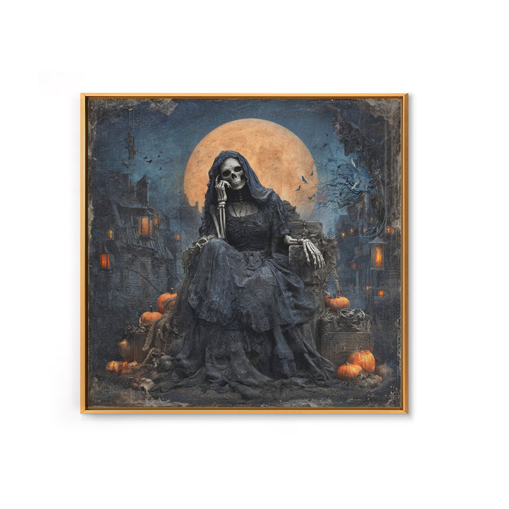 The Necromancer Queen, Square Wall Art, Spooky Home Decor, Canvas Print, Halloween Wall Decor, Gothic Home Decor, Dark Fantasy Art