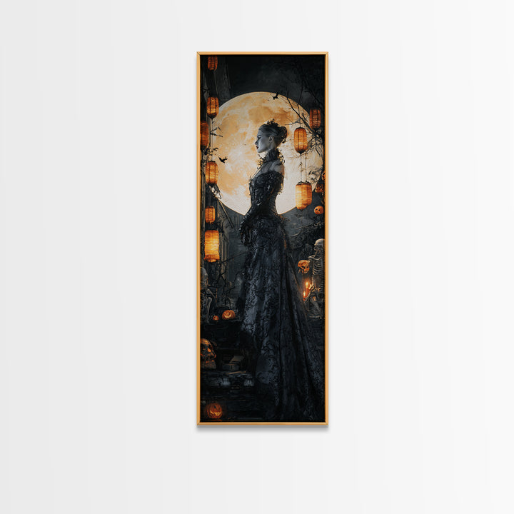 The Necromancer Queen, Tall Narrow Wall Art, Spooky Home Decor, Canvas Print, Halloween Wall Decor, Gothic Home Decor, Seasonal Home Decor