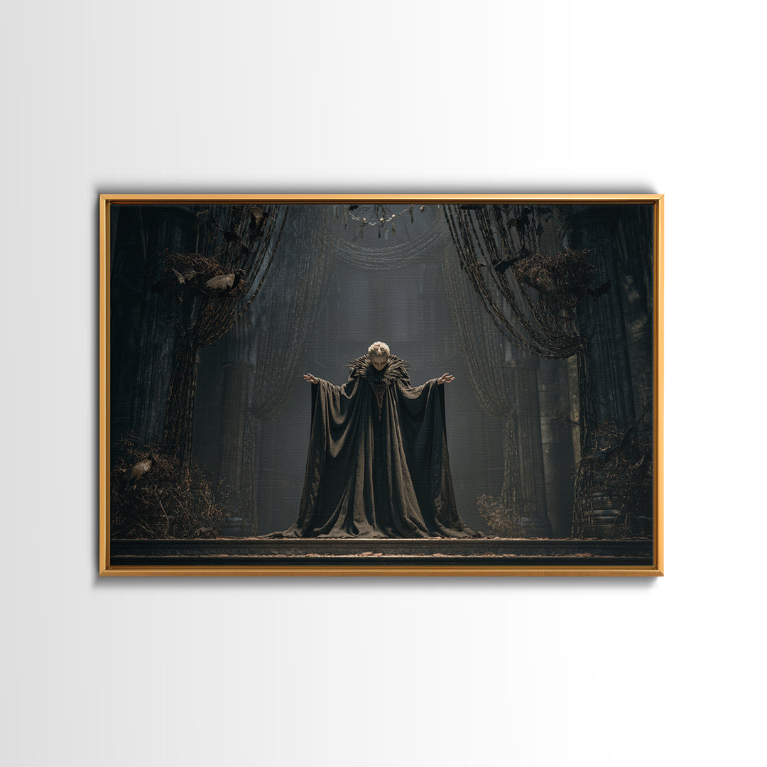 The Bat Prince, Landscape Wall Art, Gothic Horror Wall Art, Framed Canvas Print, Halloween Wall Decor, Gothic Home Decor, Halloween Decor