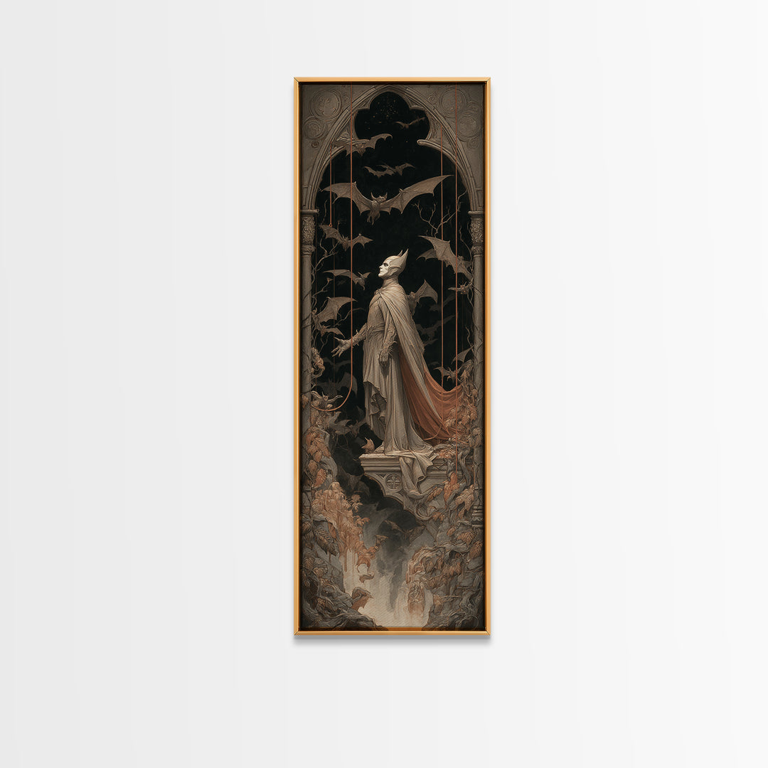 The Bat Prince, Tall Narrow Wall Art, Dark Halloween Decor, Canvas Print, Halloween Wall Decor, Gothic Home Decor, Collectible Wall Decor