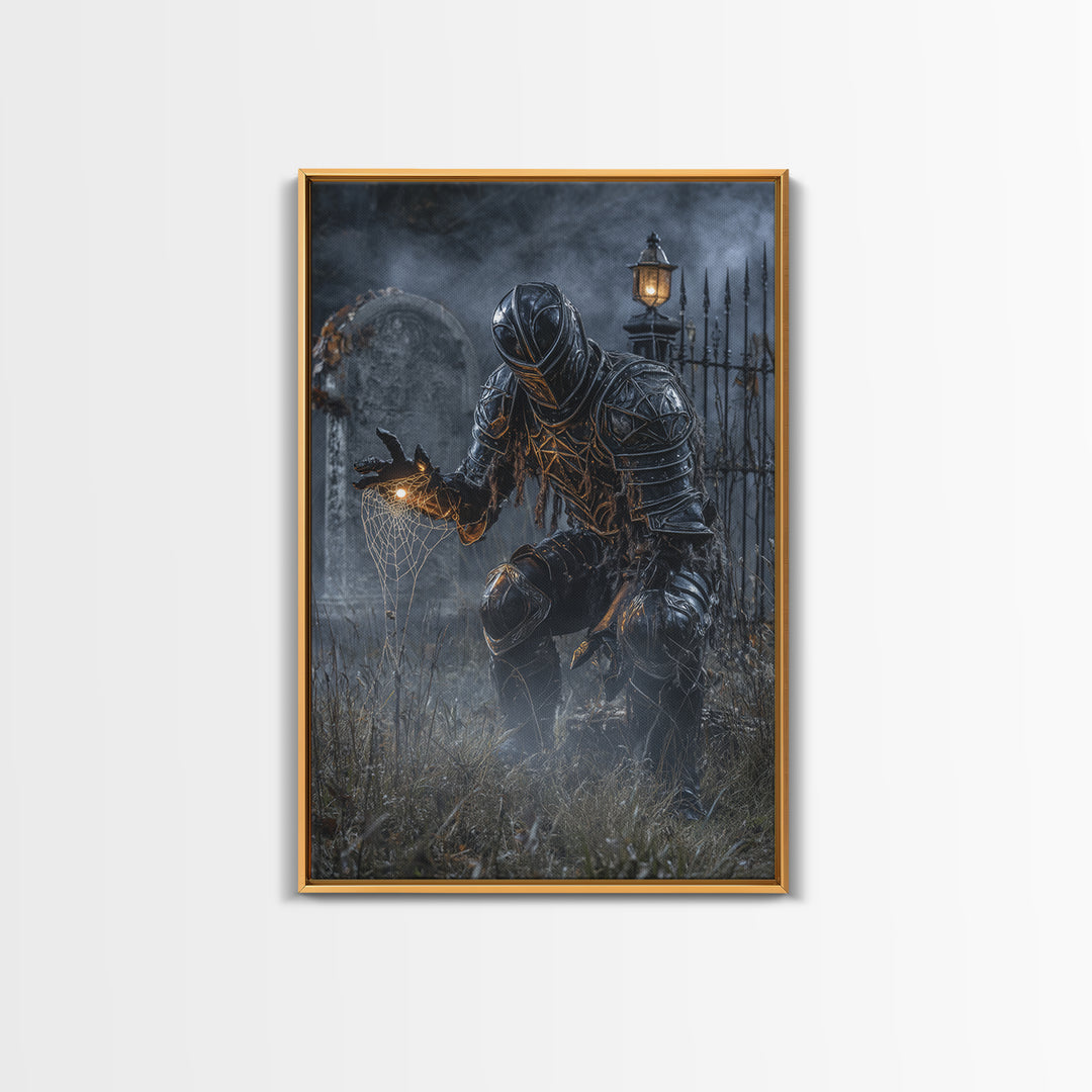 The Spider Knight, Vertical Wall Art, Spooky Home Decor, Canvas Print, Halloween Wall Decor, Gothic Home Decor, Halloween Wall Art