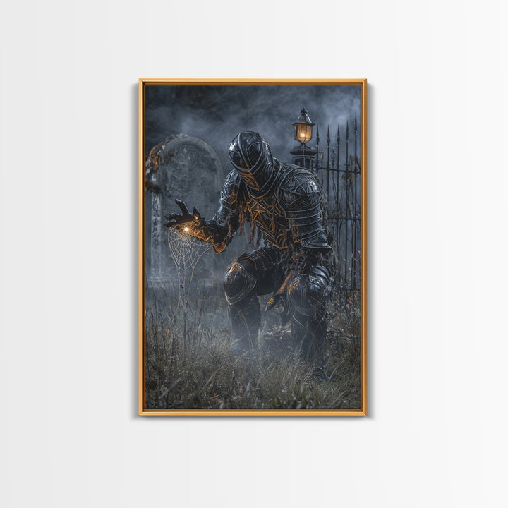 The Spider Knight, Vertical Wall Art, Spooky Home Decor, Canvas Print, Halloween Wall Decor, Gothic Home Decor, Halloween Wall Art