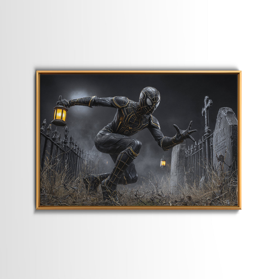 The Spider Knight, Landscape Wall Art, Haunted Gothic Art, Framed Canvas Print, Halloween Wall Decor, Gothic Home Decor, Horror Wall Art