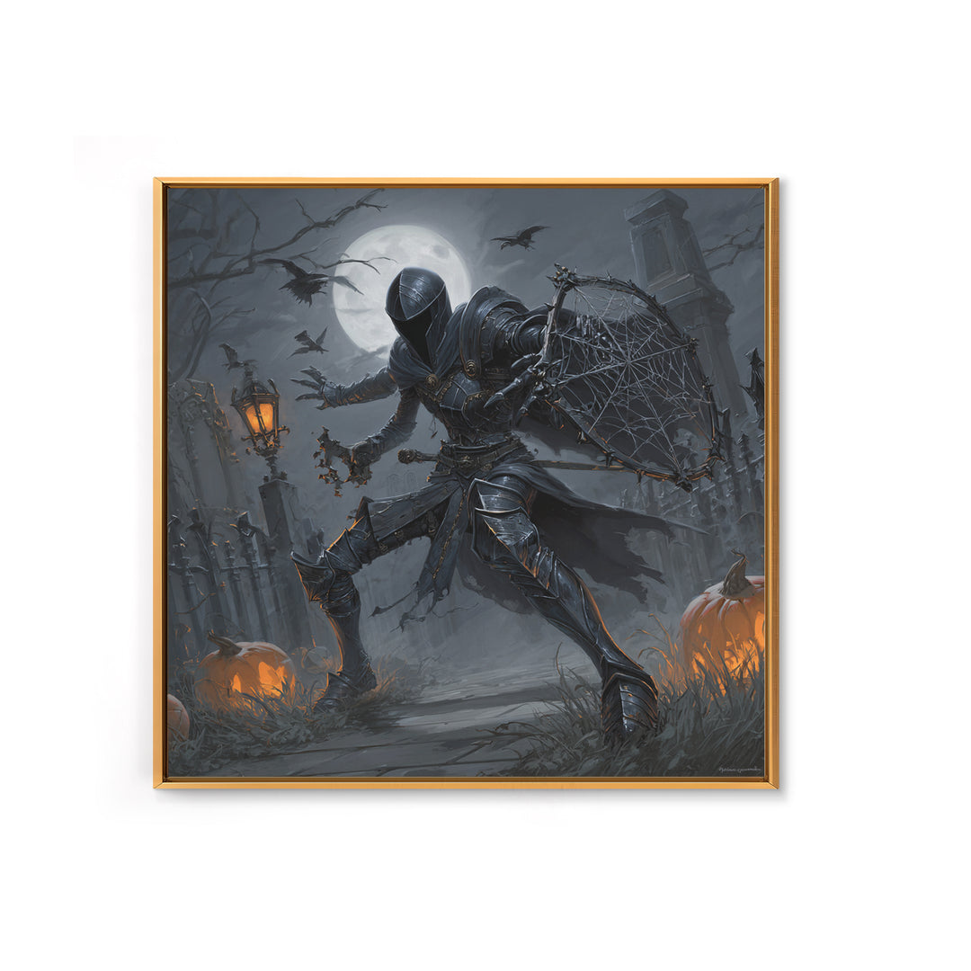 The Spider Knight, Square Wall Art, Macabre Wall Art, Framed Canvas Print, Halloween Wall Decor, Gothic Home Decor, Horror Wall Art