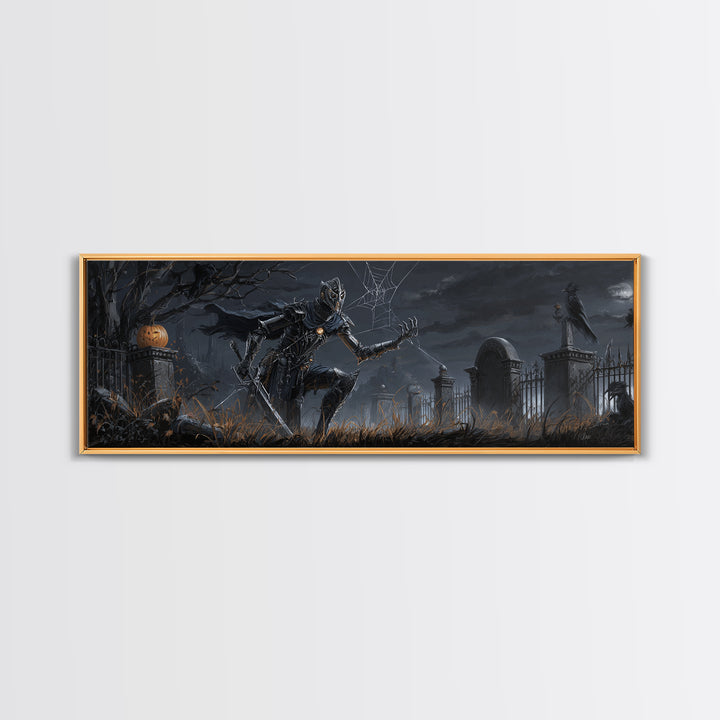 The Spider Knight, Extra Wide Wall Art, Gothic Horror Wall Art, Framed Canvas Print, Halloween Wall Decor, Gothic Home Decor