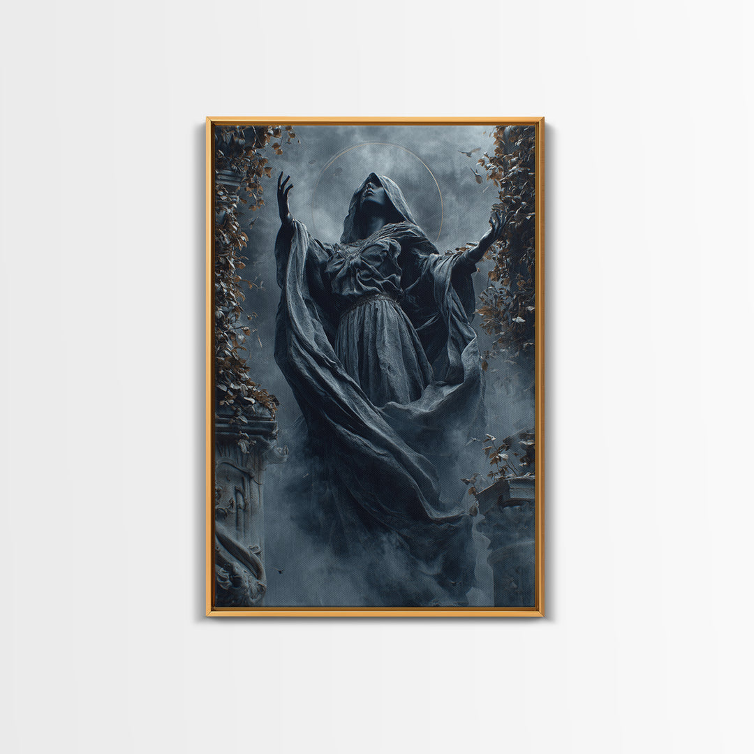 The Moon Priestess, Vertical Wall Art, Dark Fantasy Wall Art, Canvas Print, Halloween Wall Decor, Gothic Home Decor, Spooky Wall Decor