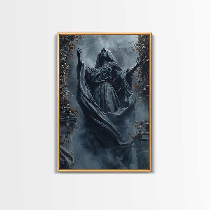The Moon Priestess, Vertical Wall Art, Dark Fantasy Wall Art, Canvas Print, Halloween Wall Decor, Gothic Home Decor, Spooky Wall Decor