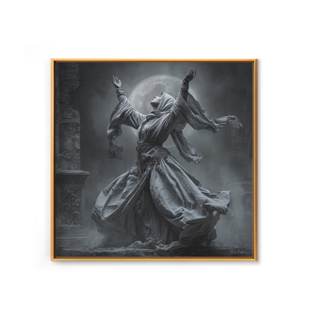 The Moon Priestess, Square Wall Art, Macabre Wall Art, Framed Canvas Print, Halloween Wall Decor, Gothic Home Decor, Dark Fantasy Art