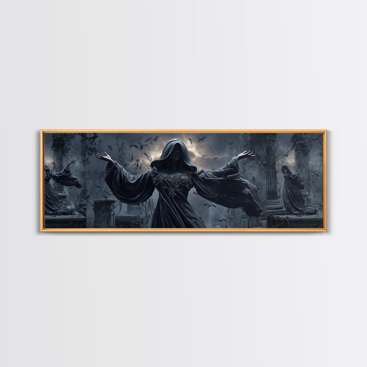The Moon Priestess, Extra Wide Wall Art, Dark Halloween Decor, Canvas Print, Halloween Wall Decor, Gothic Home Decor, Dark Fantasy Art