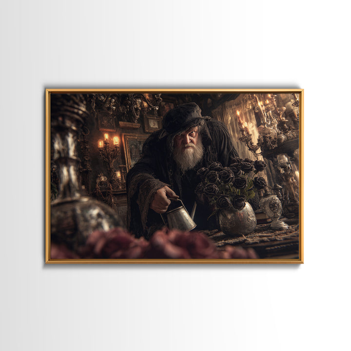 The Graveyard Gardener, Landscape Wall Art, Gothic Horror Wall Art, Framed Canvas Print, Halloween Wall Decor, Gothic Home Decor