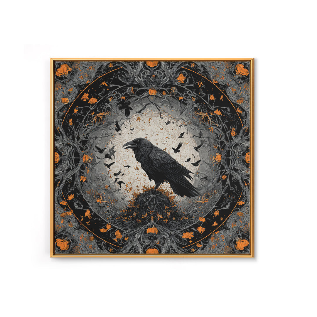 The Crow-Masked Assassin, Square Wall Art, Gothic Horror Wall Art, Framed Canvas Print, Halloween Wall Decor, Gothic Home Decor