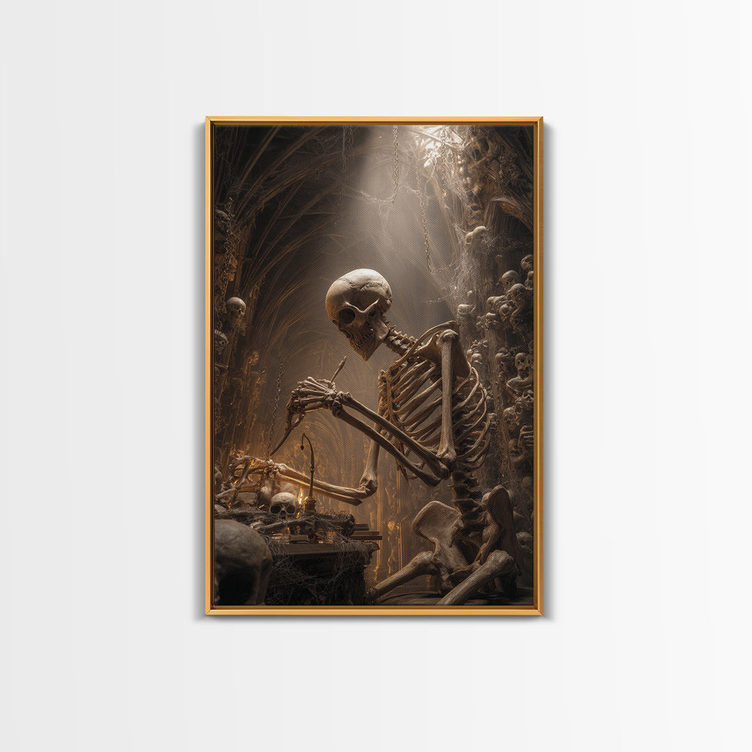 The Bone Sculptor, Vertical Wall Art, Dark Halloween Decor, Canvas Print, Halloween Wall Decor, Gothic Home Decor, Dark Fantasy Art