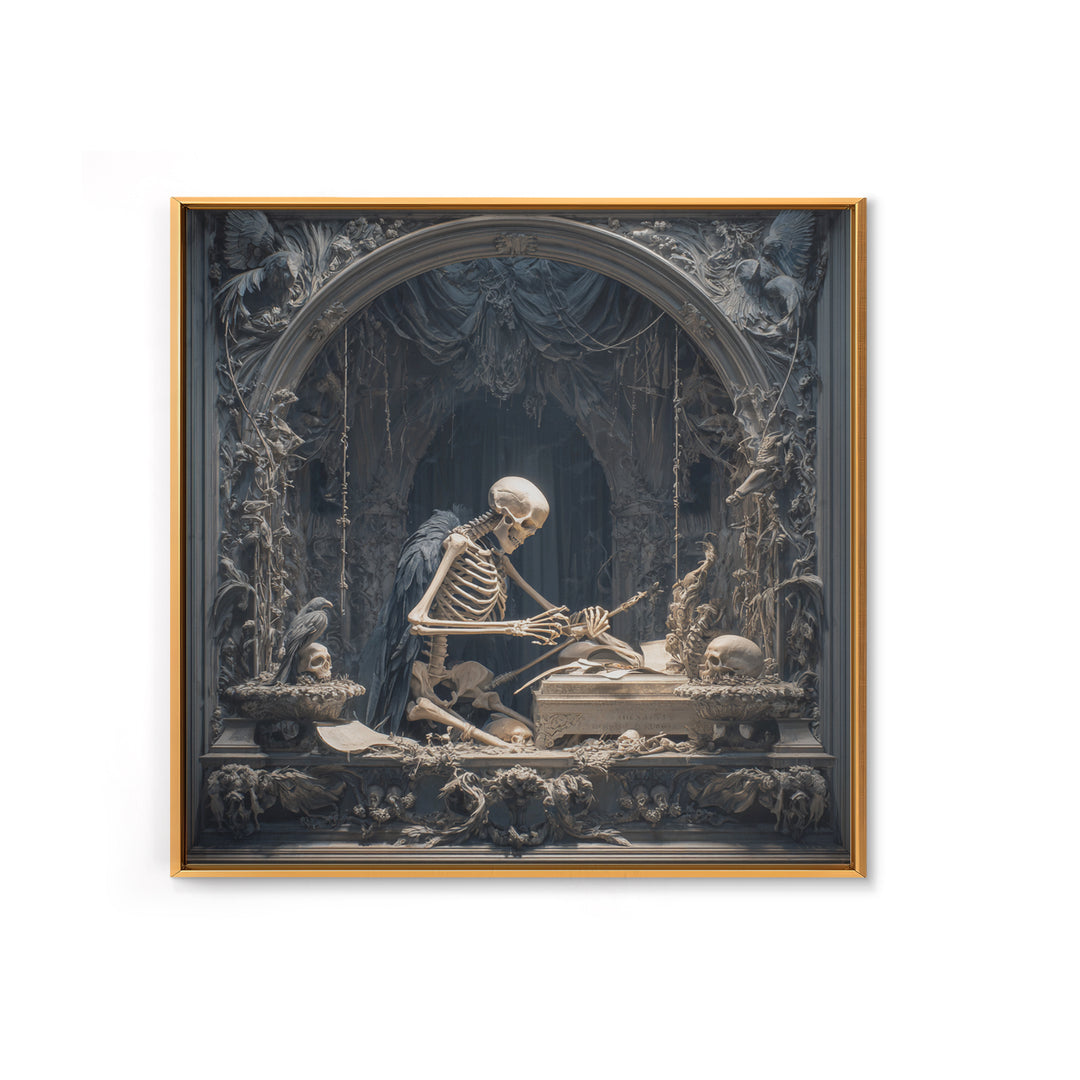 The Bone Sculptor, Square Wall Art, Dark Fantasy Wall Art, Canvas Print, Halloween Wall Decor, Gothic Home Decor, Collectible Wall Decor