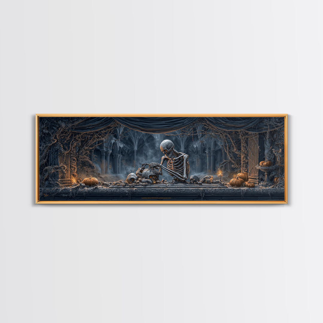 The Bone Sculptor, Extra Wide Wall Art, Dark Halloween Decor, Canvas Print, Halloween Wall Decor, Gothic Home Decor, Collectible Wall Decor