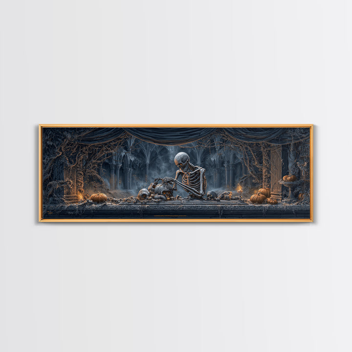 The Bone Sculptor, Extra Wide Wall Art, Dark Halloween Decor, Canvas Print, Halloween Wall Decor, Gothic Home Decor, Collectible Wall Decor