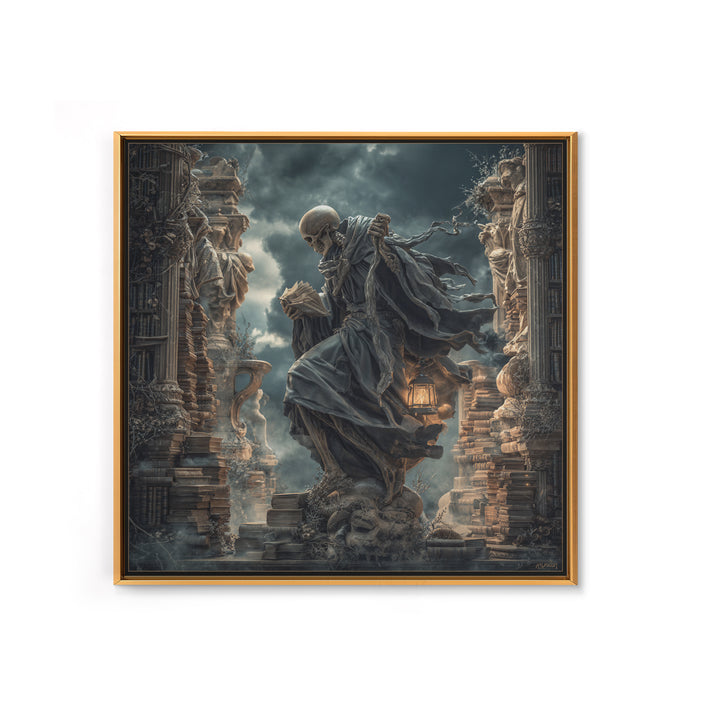 The Crypt Librarian, Square Wall Art, Dark Halloween Decor, Canvas Print, Halloween Wall Decor, Gothic Home Decor, Spooky Wall Decor