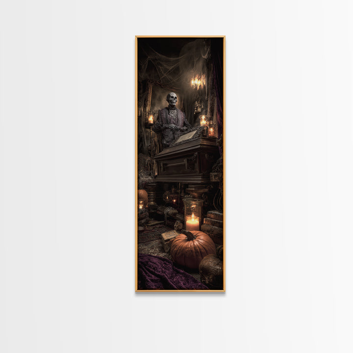 The Royal Coffin Maker, Tall Narrow Wall Art, Spooky Home Decor, Canvas Print, Halloween Wall Decor, Gothic Home Decor, Spooky Wall Decor