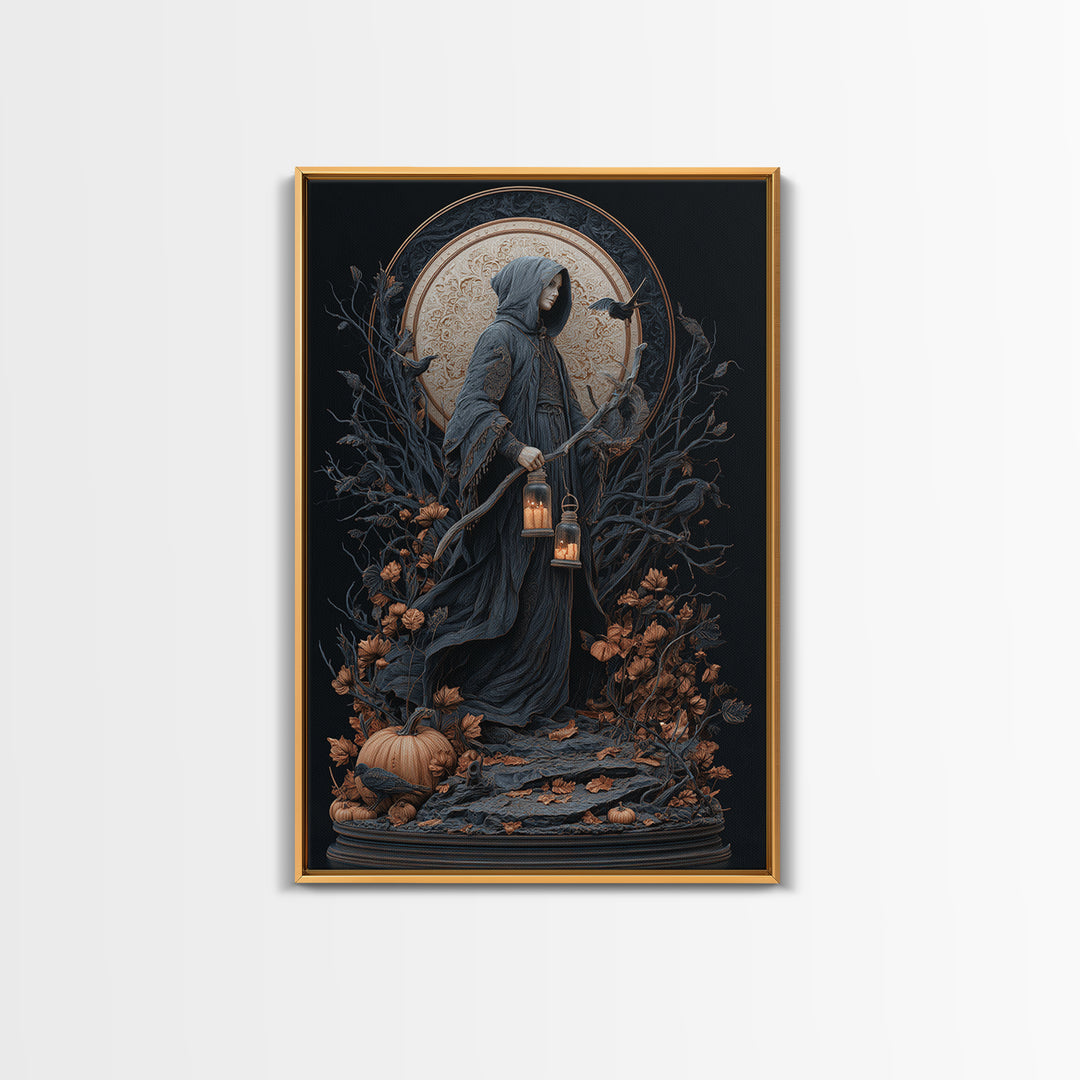 The Soul Collector, Vertical Wall Art, Haunted Gothic Art, Framed Canvas Print, Halloween Wall Decor, Gothic Home Decor, Statement Wall Art