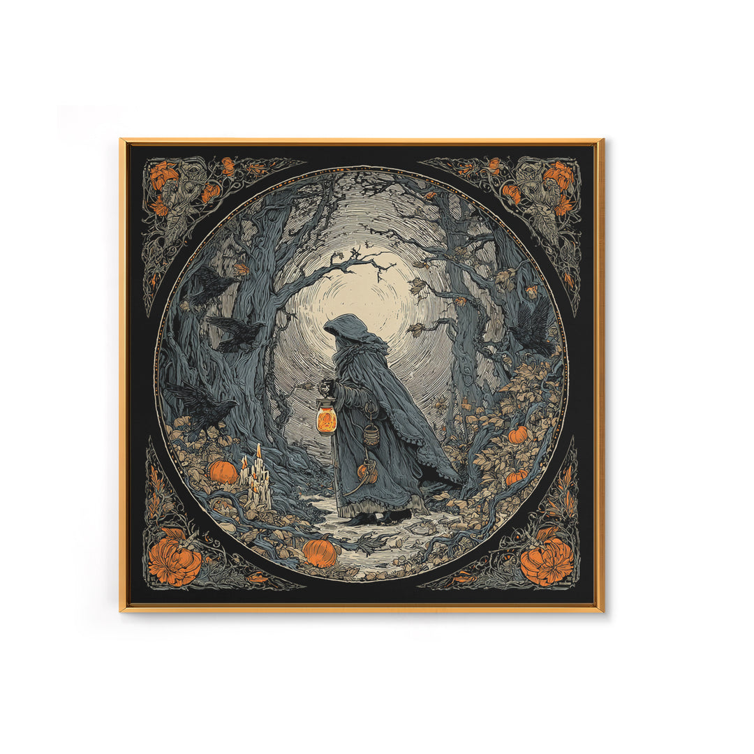The Soul Collector, Square Wall Art, Macabre Wall Art, Framed Canvas Print, Halloween Wall Decor, Gothic Home Decor, Statement Wall Art