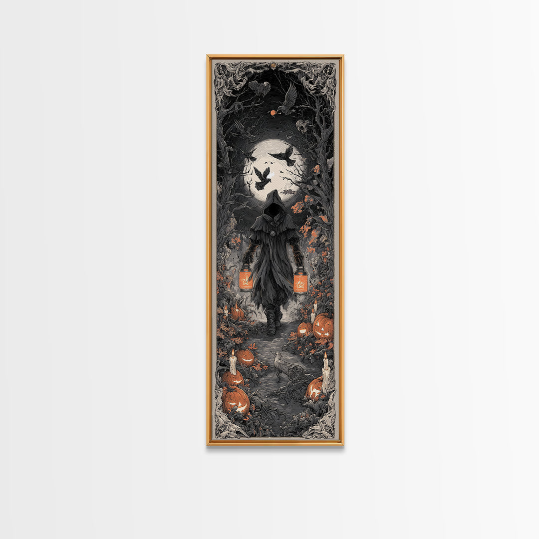 The Soul Collector, Tall Narrow Wall Art, Gothic Horror Wall Art, Framed Canvas Print, Halloween Wall Decor, Gothic Home Decor