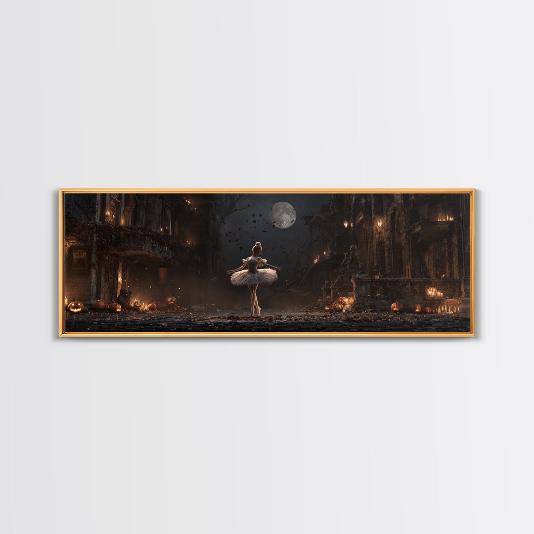 The Phantom Ballerina, Extra Wide Wall Art, Dark Halloween Decor, Canvas Print, Halloween Wall Decor, Gothic Home Decor, Horror Wall Art